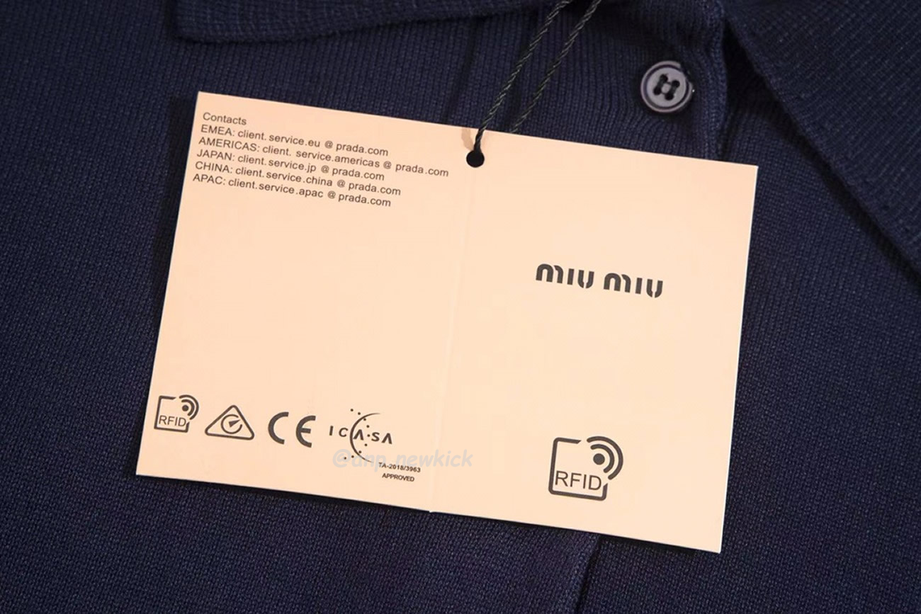 Miu Miu Logo Embroidery Polo Top In Navy (5) - newkick.vip